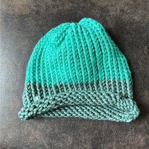 Green and Gray Knit Beanie